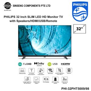 PHILIPS 32 Inch SLIM LED HD Ready TV Non Smart 32PHT5009 | HDMI | Speaker | Remote Control | 3 Year Local Warranty