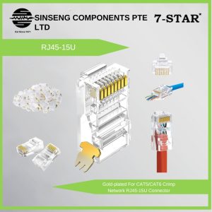 100PCS CAT5E/CAT6 RJ45-15U Connector Ethernet Cable Head Plug Gold-plated For CAT5/CAT6 Crimp Network RJ45 Connector