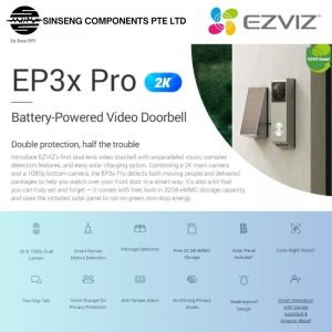 Ezviz Doorbell Solar Panel  Dual Lens Wireless CCTV Battery Powered Video Doorbell Kit with Wireless Chime