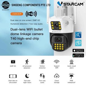 VStarcam Wifi Dual-Lens IP66 2MP PTZ Wireless IP CAMERA CCTV (APP:Eye4/O-KAM) •Order Model:CS663DR
