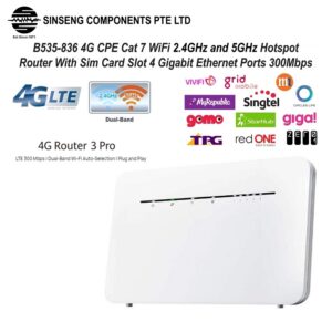 HUAWEI Dual-Band B535-836 4G/5G CPE WiFi 2.4GHz & 5GHz Hotspot Sim Card Router with 4 Gigabit Ethernet Ports 300Mbps