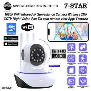 Yoosee ONVIF Full-HD 1080P Wireless WiFi Infrared PTZ IP Camera CCTV with Night Vision & 2-Way Audio •Model:WIPS820